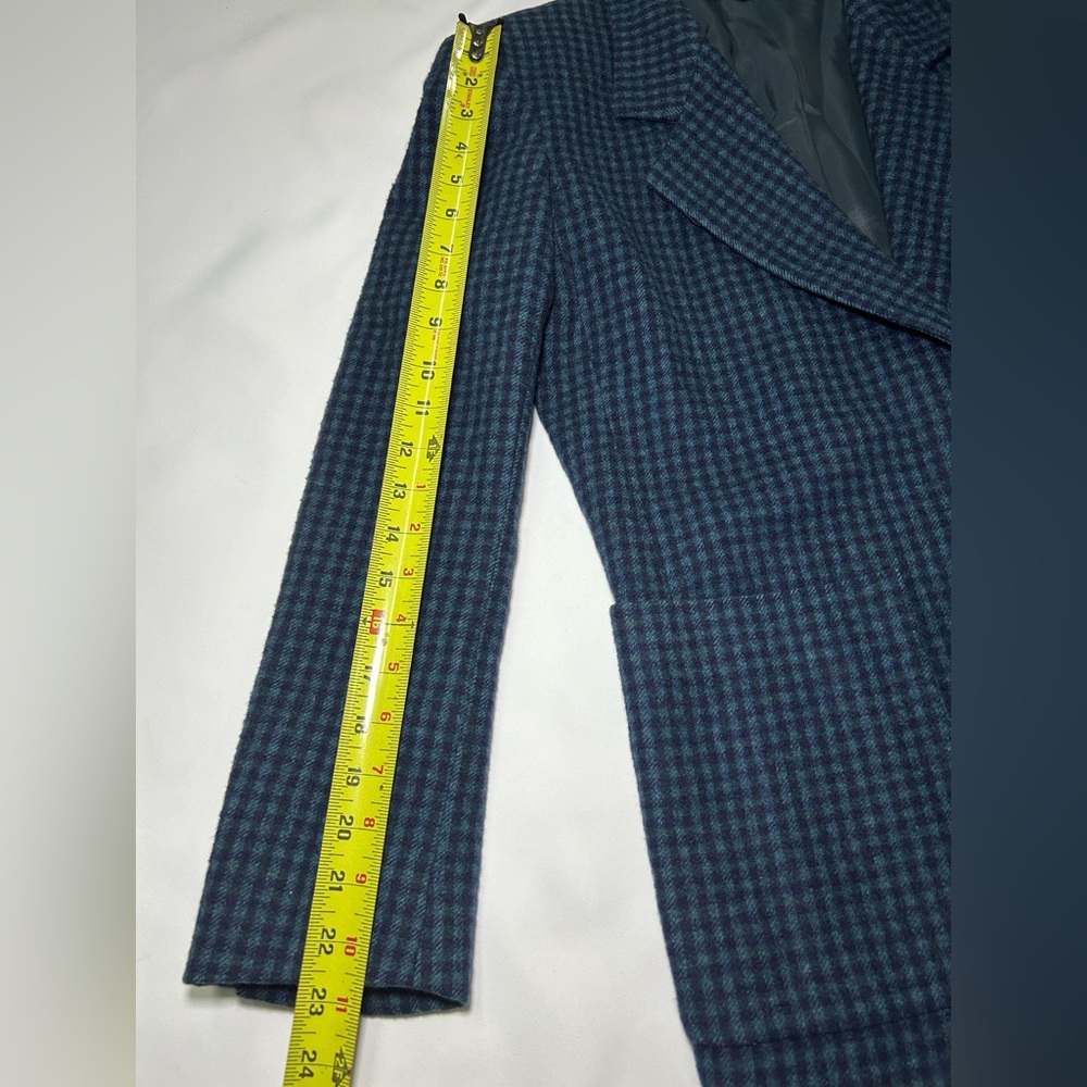 John Meyer 100%Camel Hair Blazer Women’s 4 Blue Houndstooth Made in USA Vintage - Picture 16 of 16
